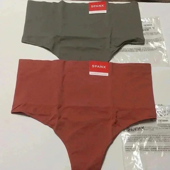 Spanx Ecocare Seamless Shaping Thong (2) 2X / 3X Rose/Olive - Picture 1 of 8